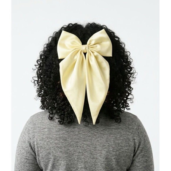 Unbranded Accessories - Large Satin Bow Barrettes Women Ribbon Hair Clips Hairpins for Styling Yellow